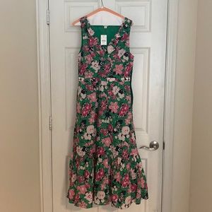 NWT J Crew Factory Floral Ruffle MIDI Dress